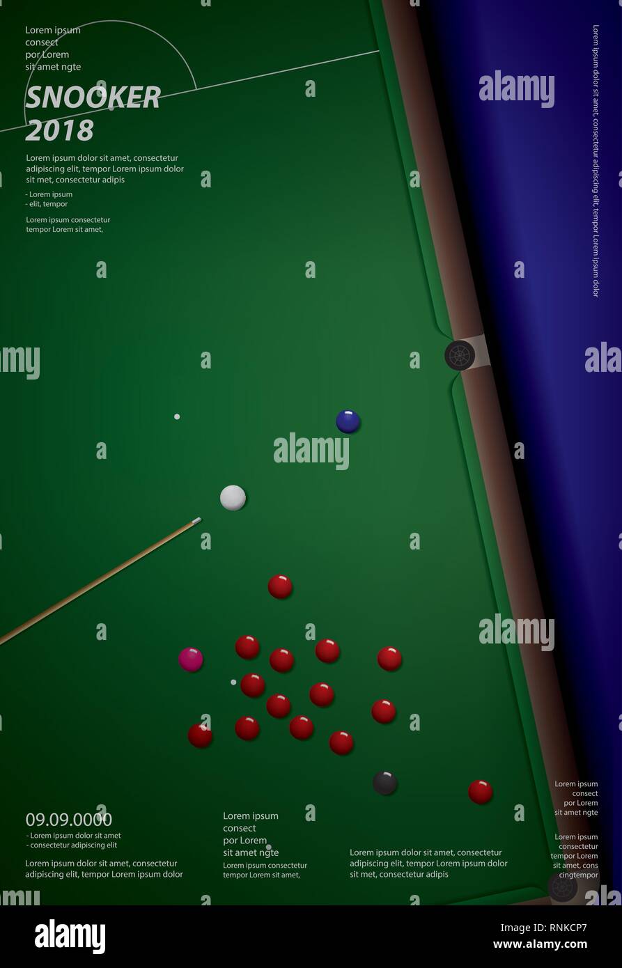 Snooker Championship Poster Design Template Vector Illustration Stock
