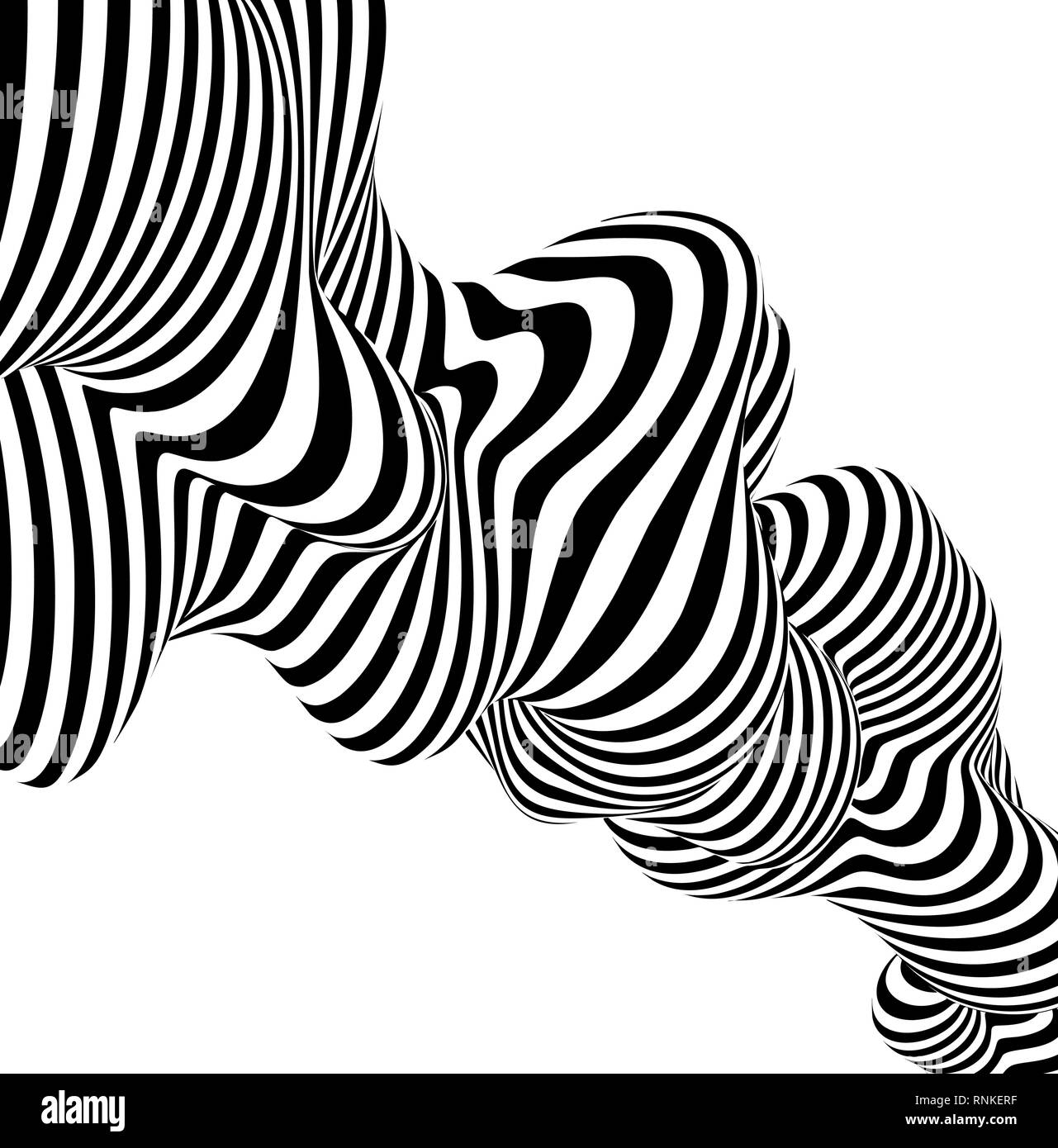 Abstrakte gestreiften Hintergrund wave Design schwarz-weiße Linie. Vector Illustration Stock Vektor