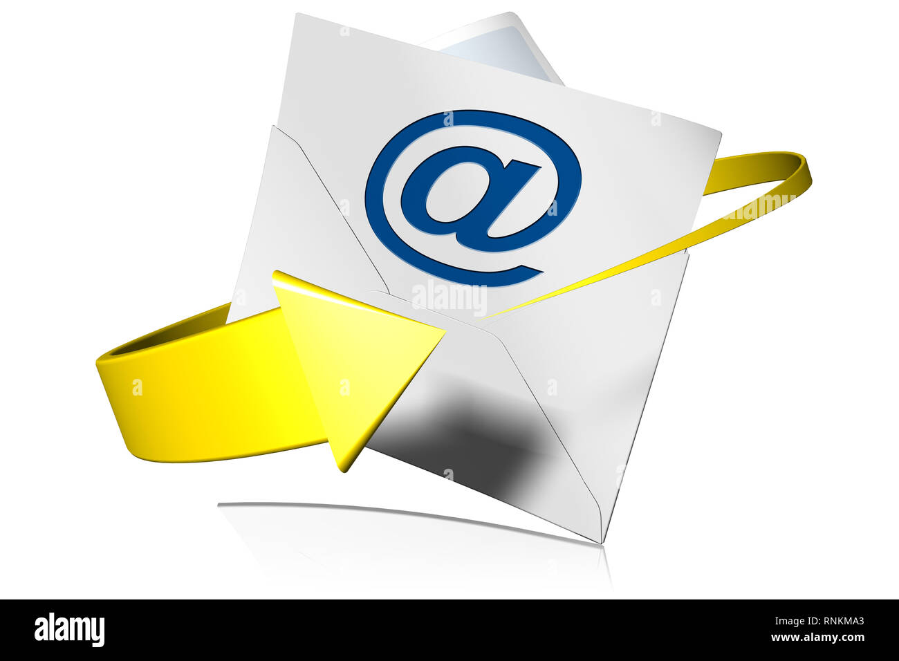 3D-Darstellung. E-Mail. E-Mail Symbol für Kommunikation und Kontakte. Stockfoto