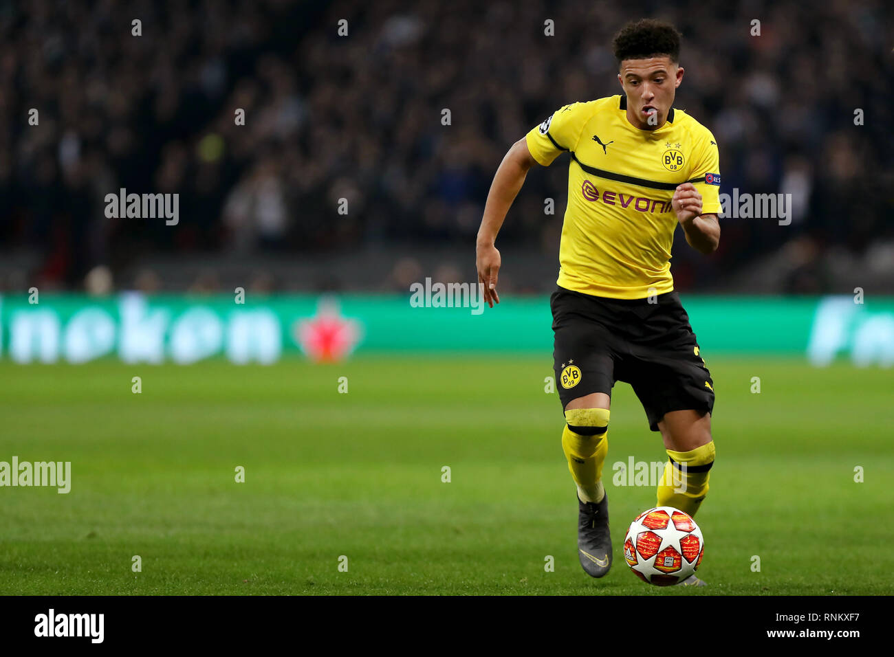 Jadon Sancho von Borussia Dortmund - Tottenham Hotspur v Borussia Dortmund, UEFA Champions League, Wembley Stadion, London (Wembley) - 13. Februar 20. Stockfoto