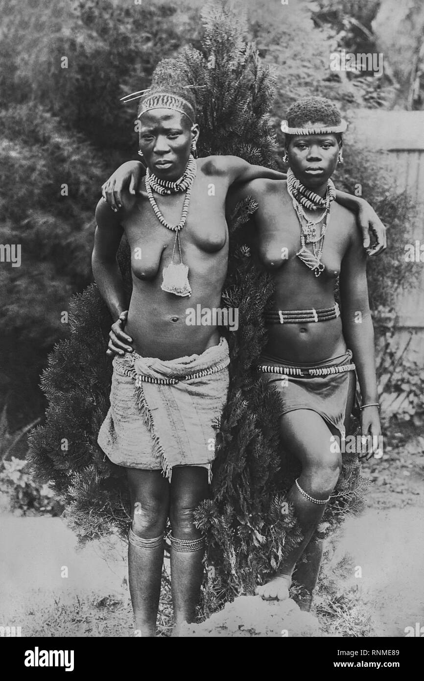 Porträt von zwei afrikanische Frauen, 1916, Durban, Südafrika Stockfoto