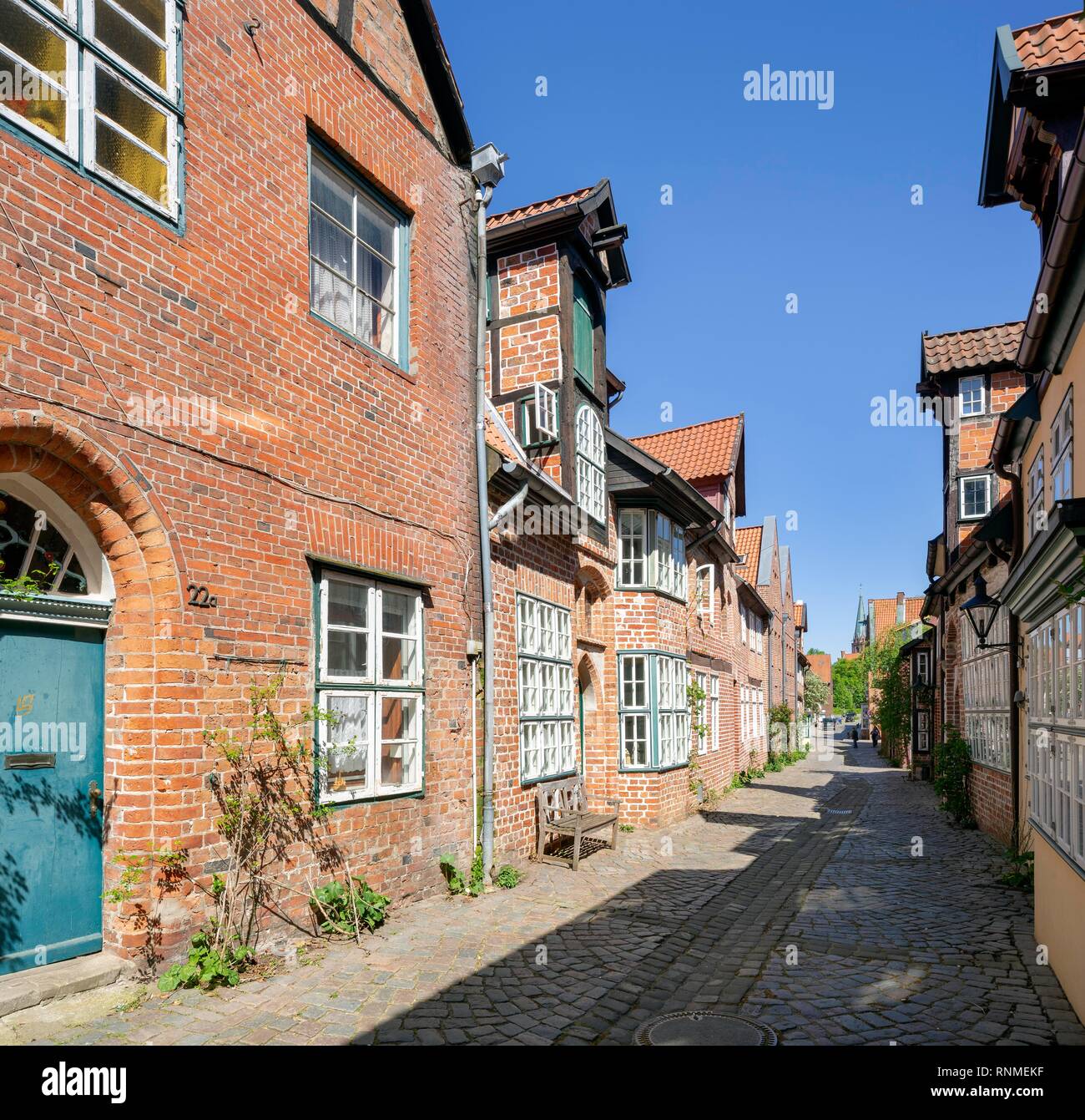 Historische Stadt Häuser in der Straße auf dem Meere, Altstadt, Lüneburg, Niedersachsen, Deutschland Stockfoto