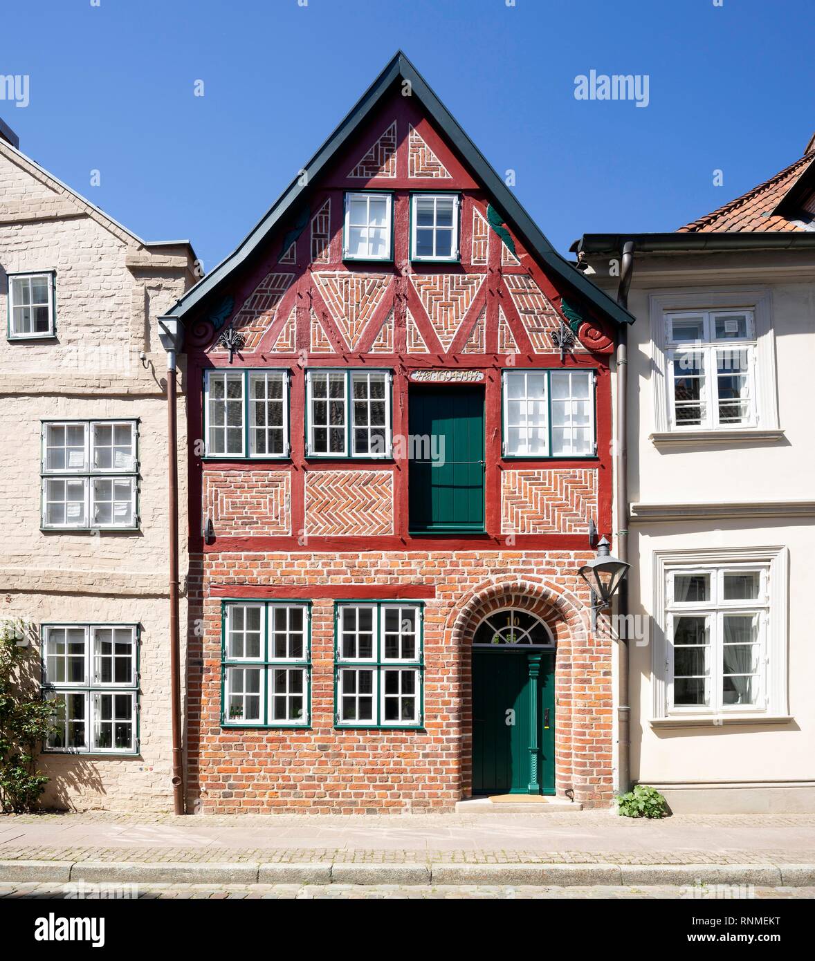 Historisches Stadthaus in der Straße auf dem Meere, Altstadt, Lüneburg, Niedersachsen, Deutschland Stockfoto