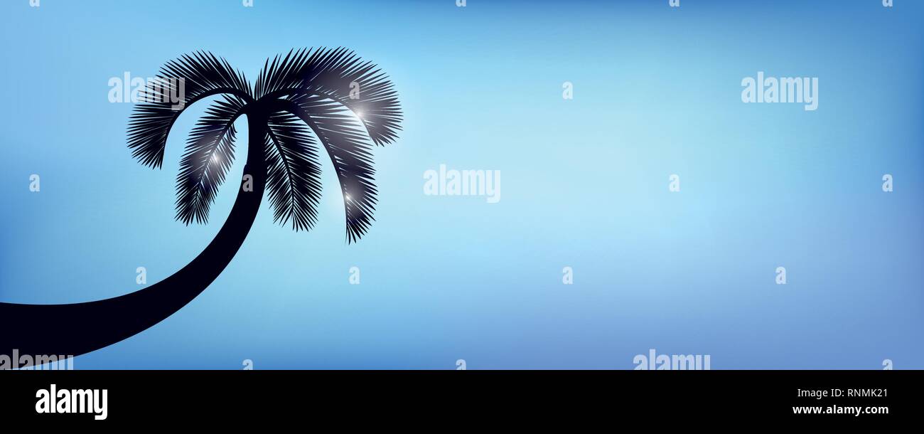Palm Tree Silhouette am blauen Himmel Hintergrund für Sommerurlaub design Vector Illustration EPS 10. Stock Vektor