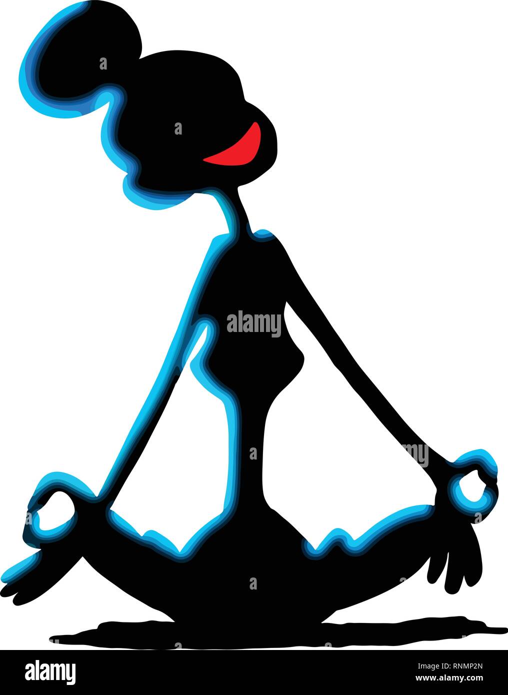 Cartoon Frau im Lotussitz yoga Vektor-illustration sitzen Stock Vektor