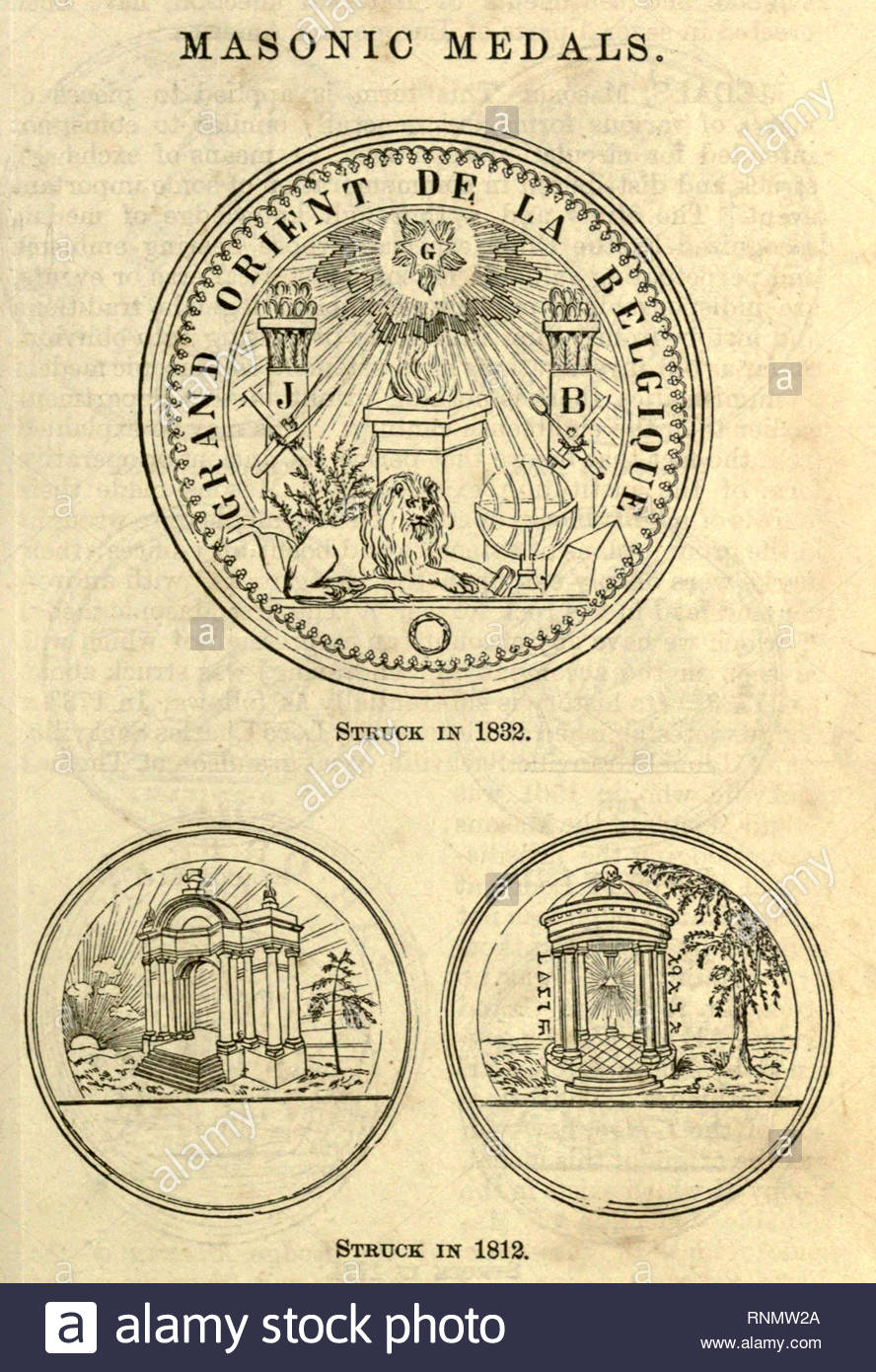 Freimaurerischer Symbolik aus der späten 1800s Stockfoto