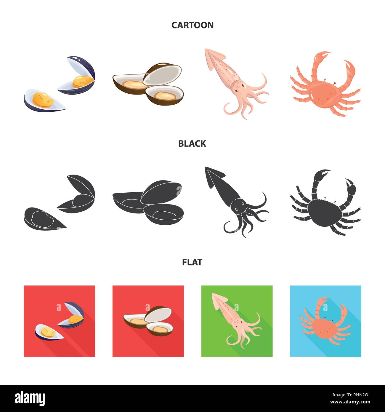 Miesmuschel, Tintenfisch, Krabben, Muscheln, Gelee, Squid, Shell, Zartheit, Tentakel, Tentakeln, Auster, Monster, Rot, Fisch, Kreatur, Muscheln, riesige, Strand, Kraken, Wasser, Langusten, frisch, Restaurant, Markt-, Marine-, Lebensmittel-, Meer, Fisch, gesund, Produkt, Ozean, Set, Vector, Icon, Illustration, isoliert, Sammlung, Design, Element, Grafik, Zeichen, Vektor, Vektoren, Stock Vektor