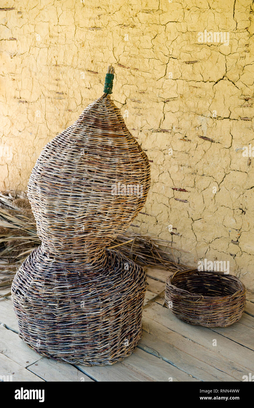 Bucht von Knochen, Museum auf Wasser, Wiederaufbau von prähistorischen gestelzt Village, Lake Ohrid, Mazedonien Stockfoto