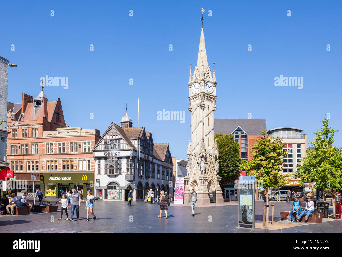 Viktorianische Haymarket Memorial Clock Tower Leicester Stadtzentrum Leicestershire East Midlands England UK GB EU Europa Stockfoto