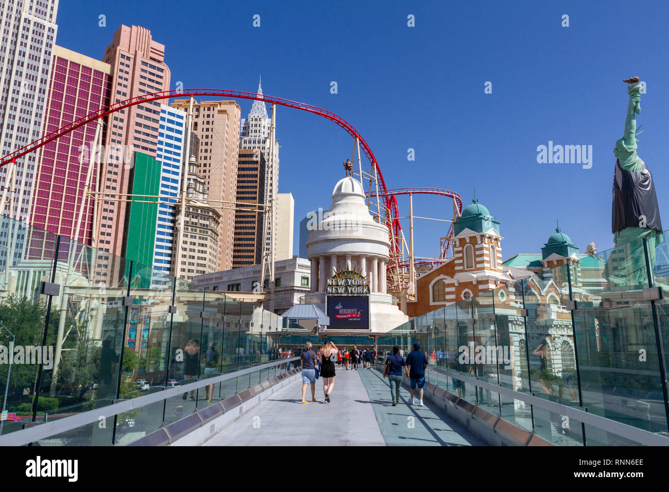 Gehweg überschrift in New York-New York Hotel & Casino, E Tropicana Avenue, Las Vegas (Las Vegas), Nevada, United States. Stockfoto