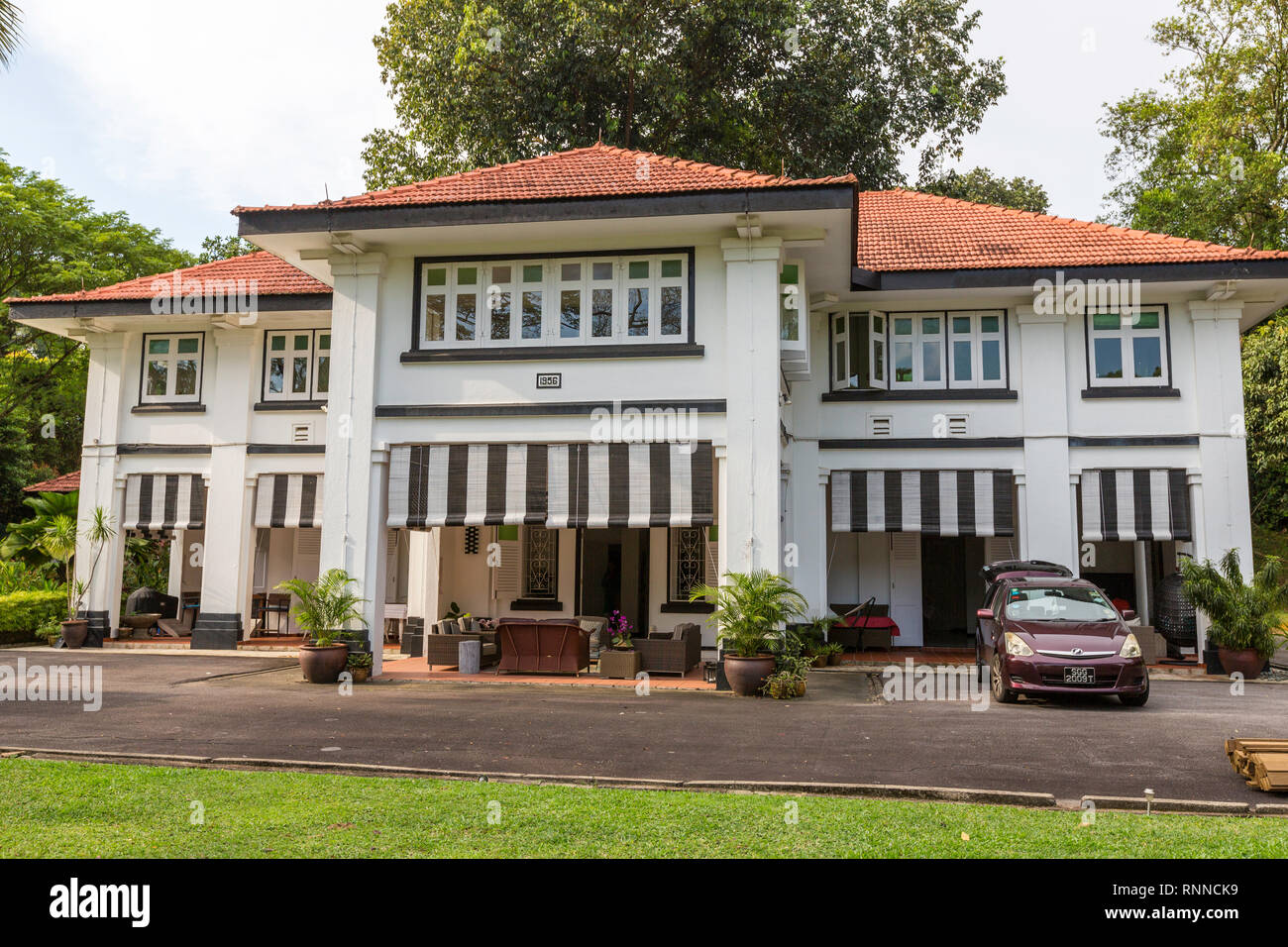 Britische Kolonialzeit House (1936), Alexandra Park, Singapur. Stockfoto