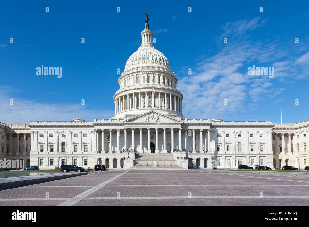 Capitol USA Gebäude. Der United States Capitol am Tag. Kongress der Vereinigten Staaten im Osten vorn am Tag. Washington DC. USA Stockfoto