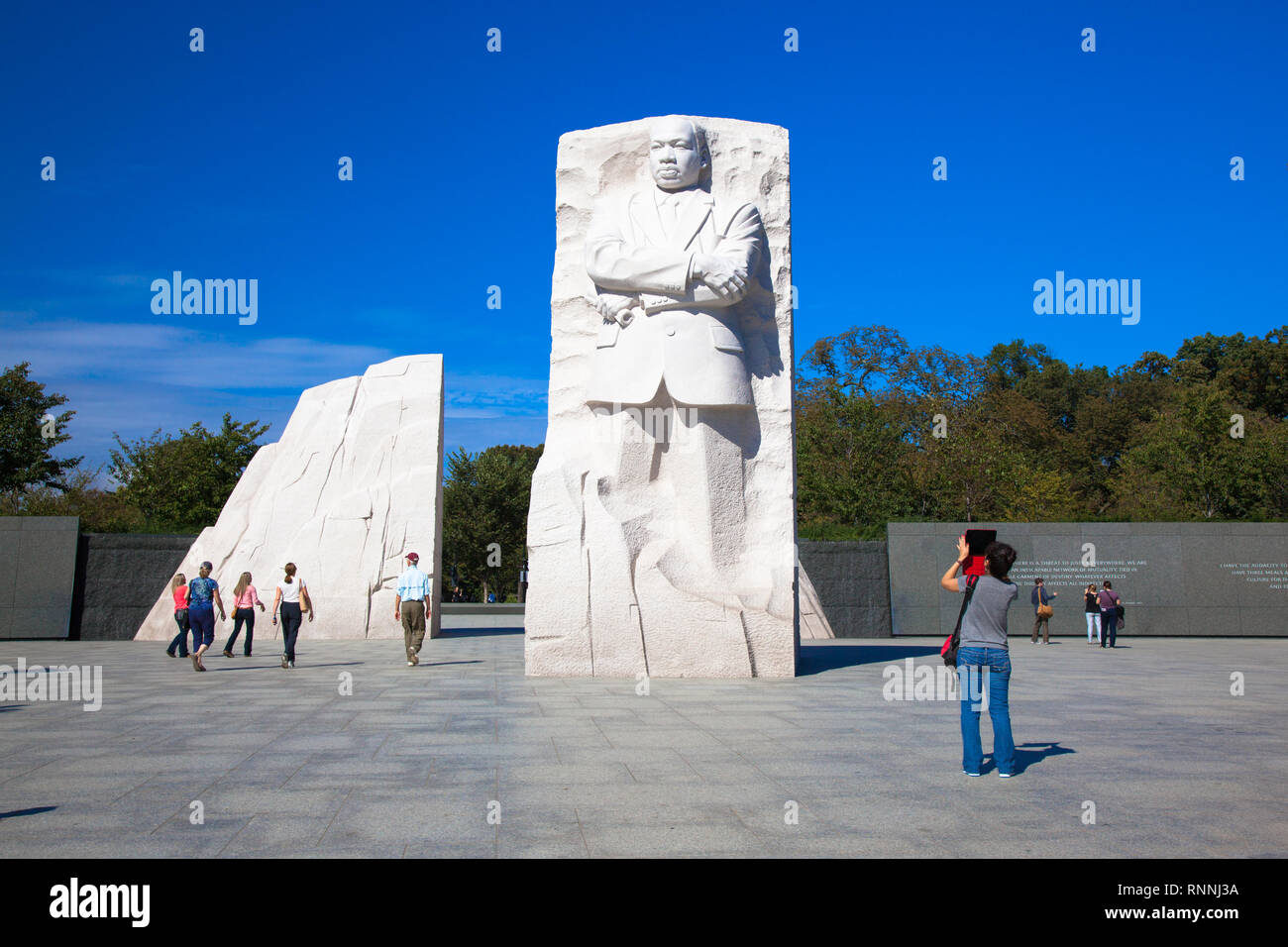 USA, Washington DC. Denkmal Dr. Martin Luther King, Jefferson Memorial am sonnigen Tag. Die Statue. Stockfoto