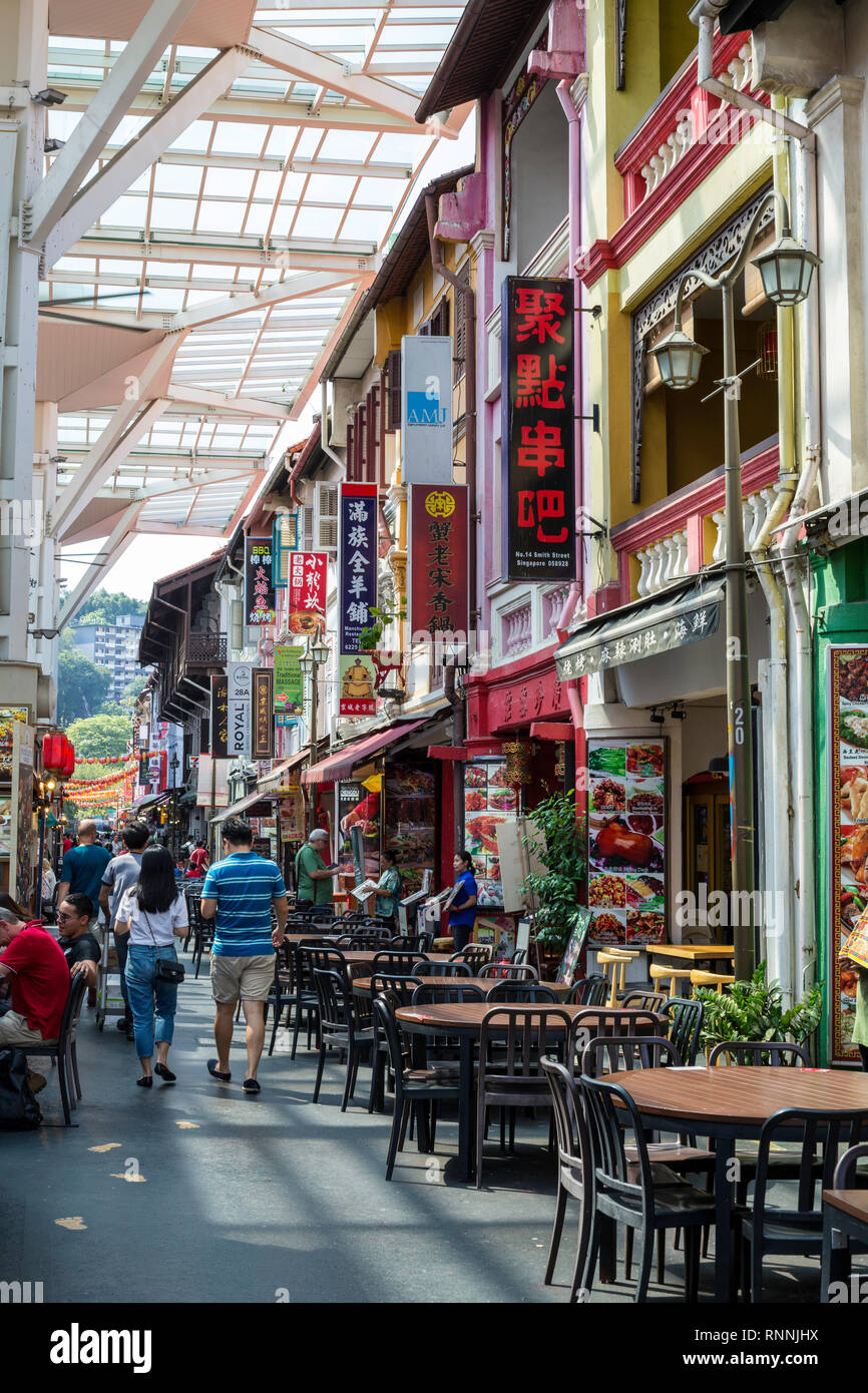 Singapur, Chinatown essen Straße. Stockfoto