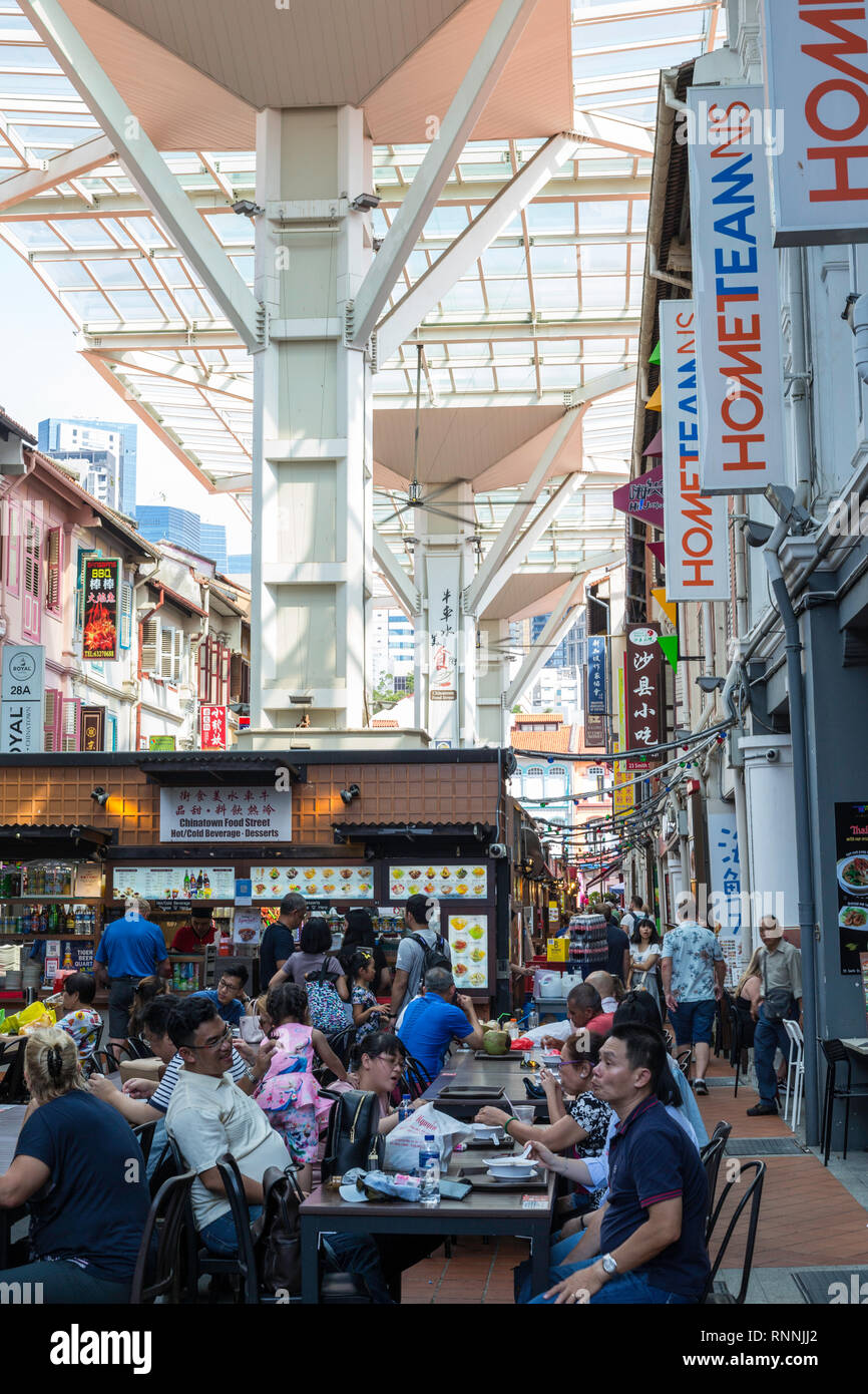 Singapur, Chinatown essen Straße. Stockfoto