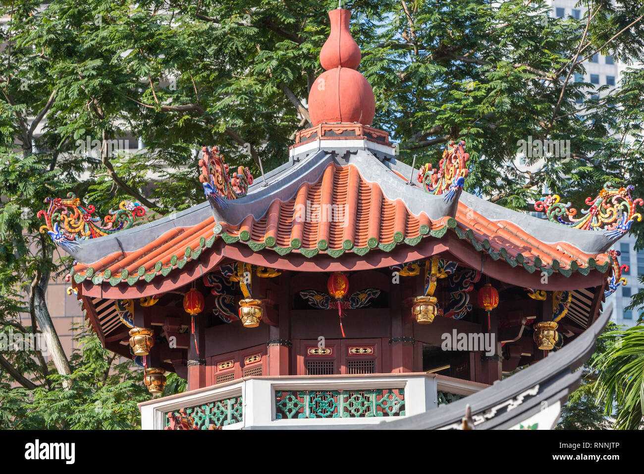 Singapur, Thian Hock Keng taoistische Tempel Architektur. Stockfoto