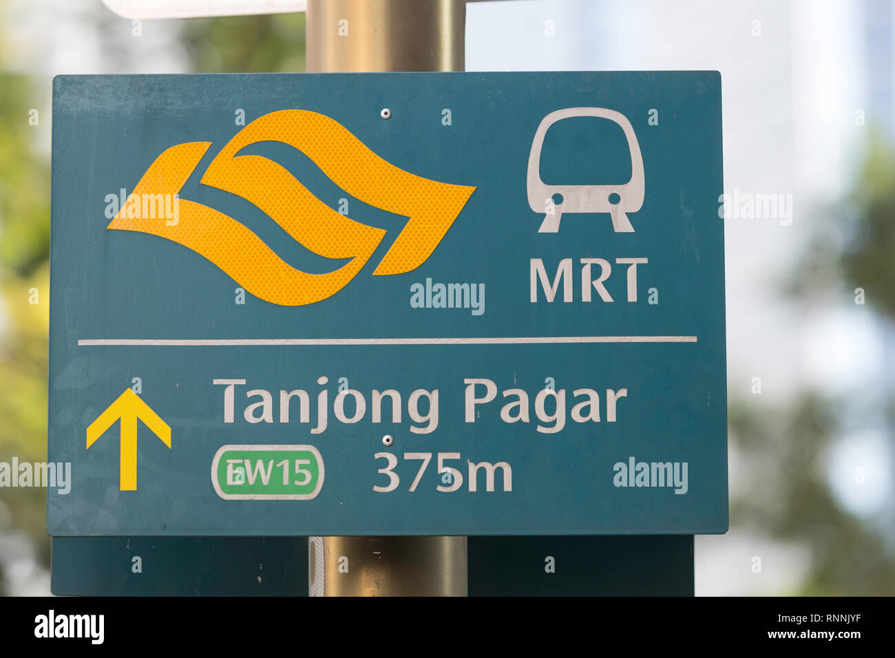 Singapur, MRT Mass Rapid Transit unterzeichnen. Stockfoto