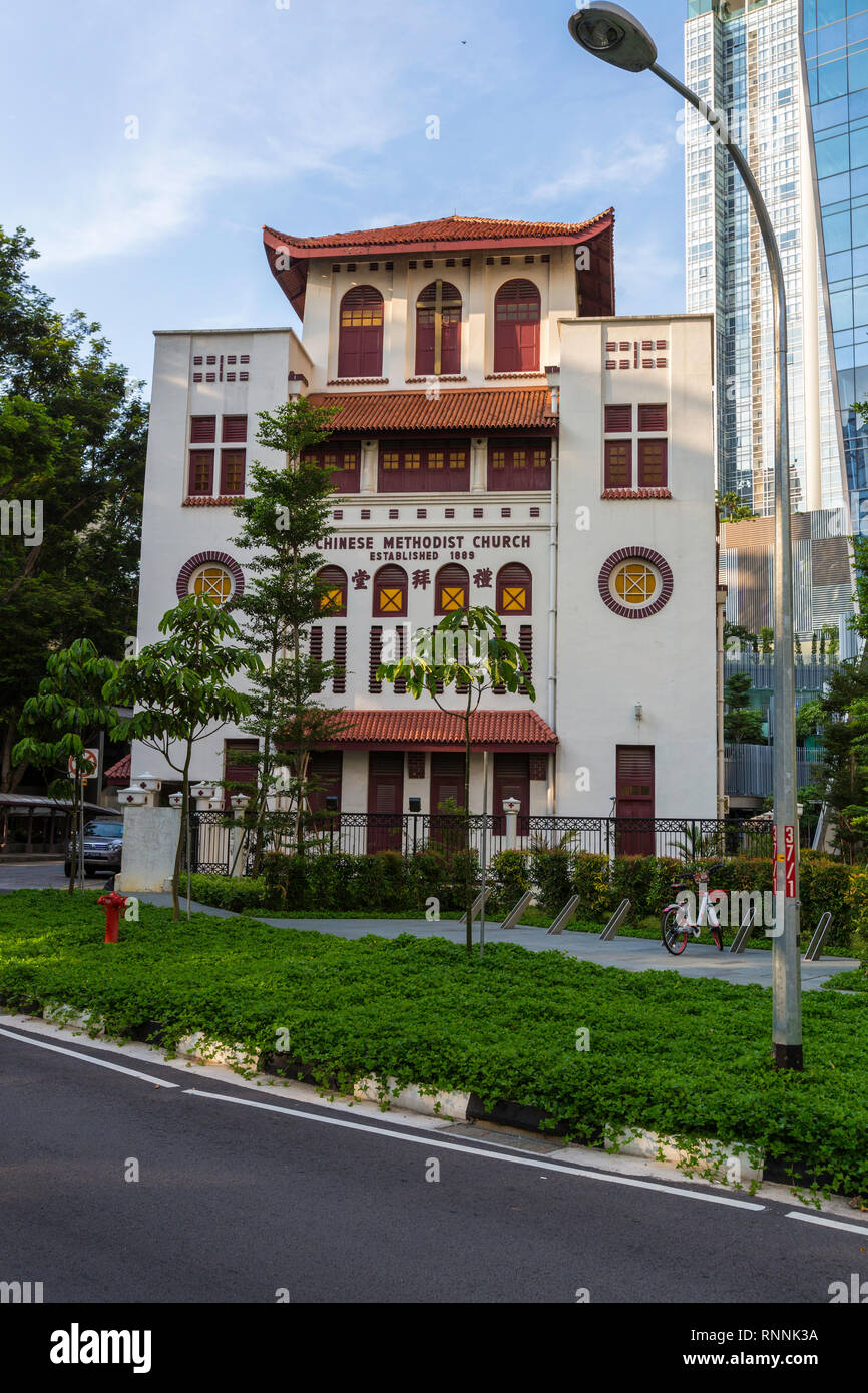 Singapur, Telok Ayer chinesischen Methodistische Kirche (1889). Stockfoto