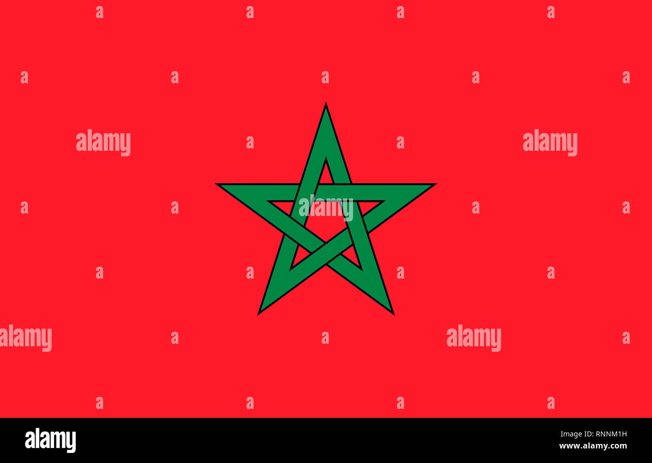 Nationalflagge des Königreichs Marokko. Stockfoto