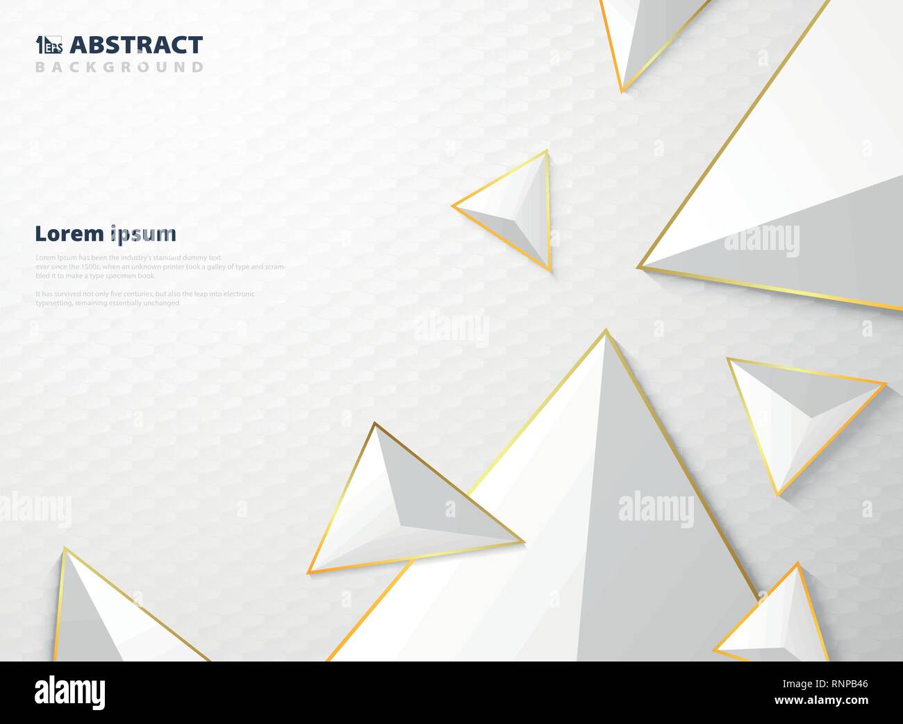 Abstrakte gradient weißes Dreieck polygon Muster mit goldenen Rahmen Hintergrund. Moderne futuristischen in Luxus Präsentation Stil. Mit Hilfe für Ad, Plakat, b Stock Vektor