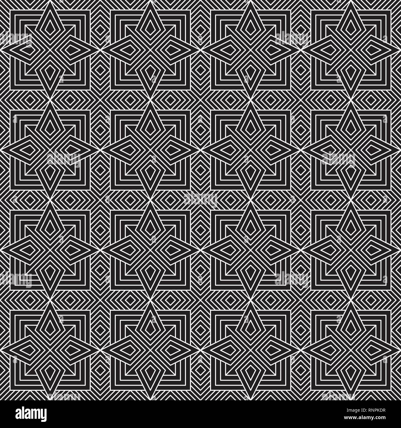 Nahtlose geometrische Muster Schwarz und Weiß Vector Illustration, Abstrakte textur grafik design Hintergrund Stock Vektor