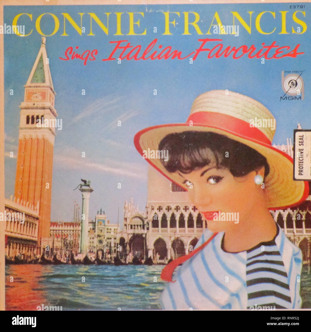 Vintage Vinyl Lp Cover Connie Francis singt italienische Favoriten 1959 Stockfoto