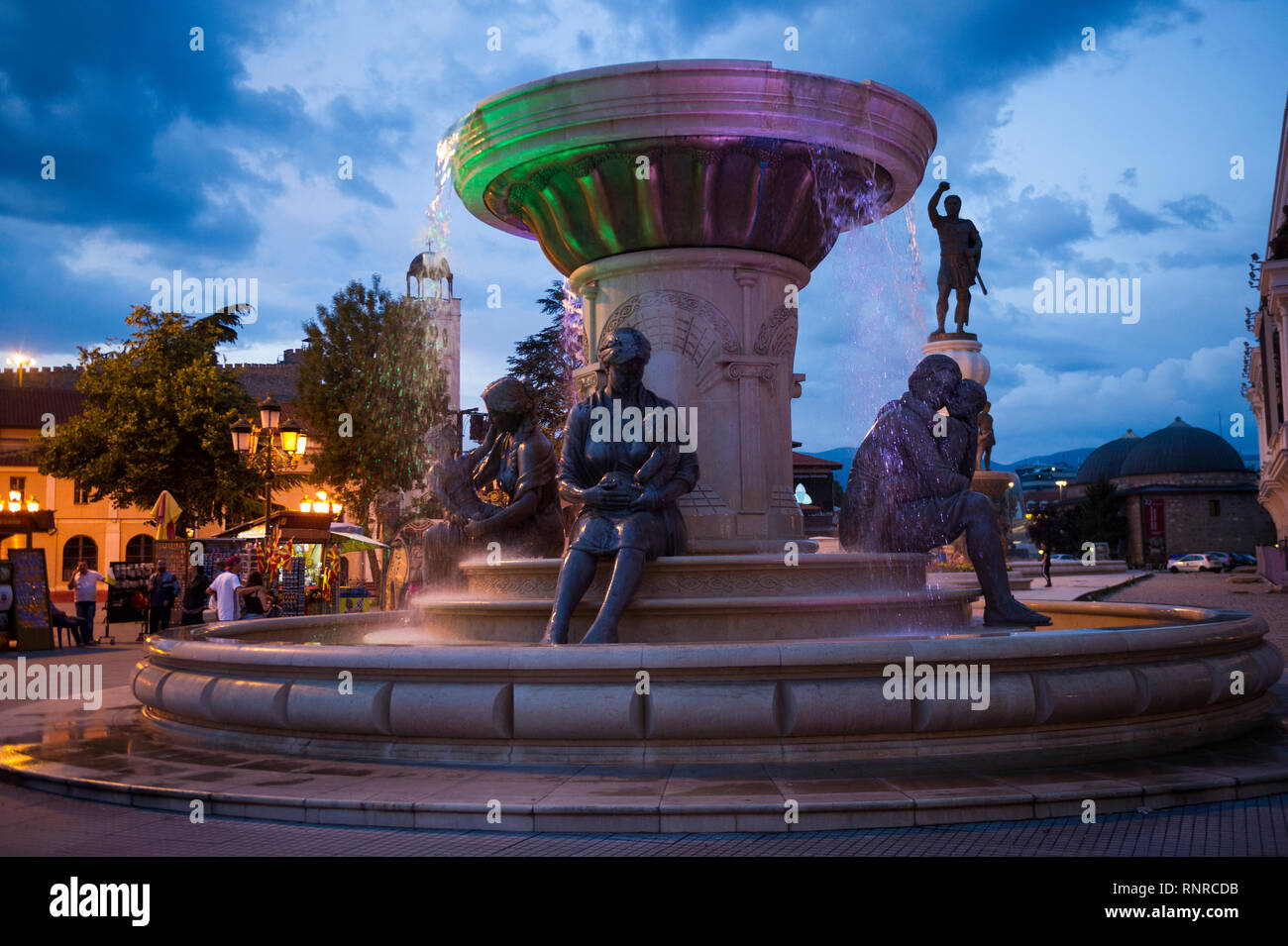 Brunnen der Mütter von Mazedonien, Karpos's Rebellion Square, Skopje, Mazedonien Stockfoto