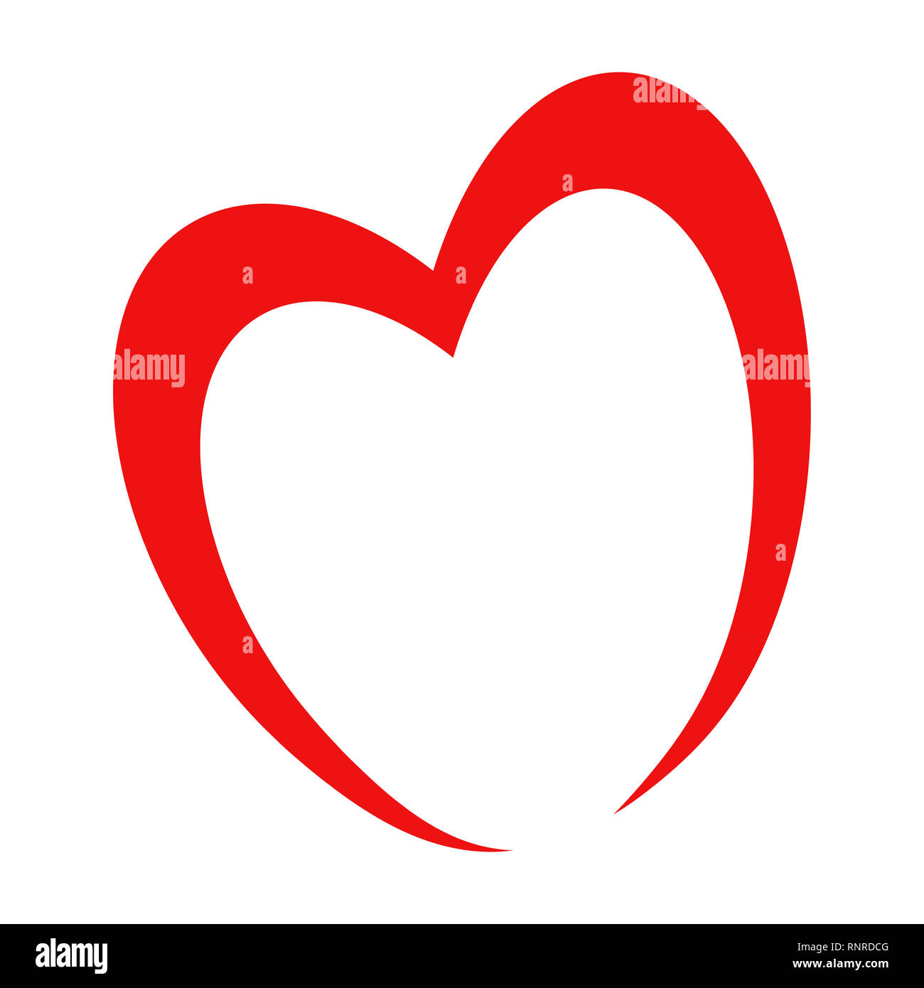 Ein rotes Herz Grafik isoliert auf Weiss mit Freistellungspfad Stockfoto