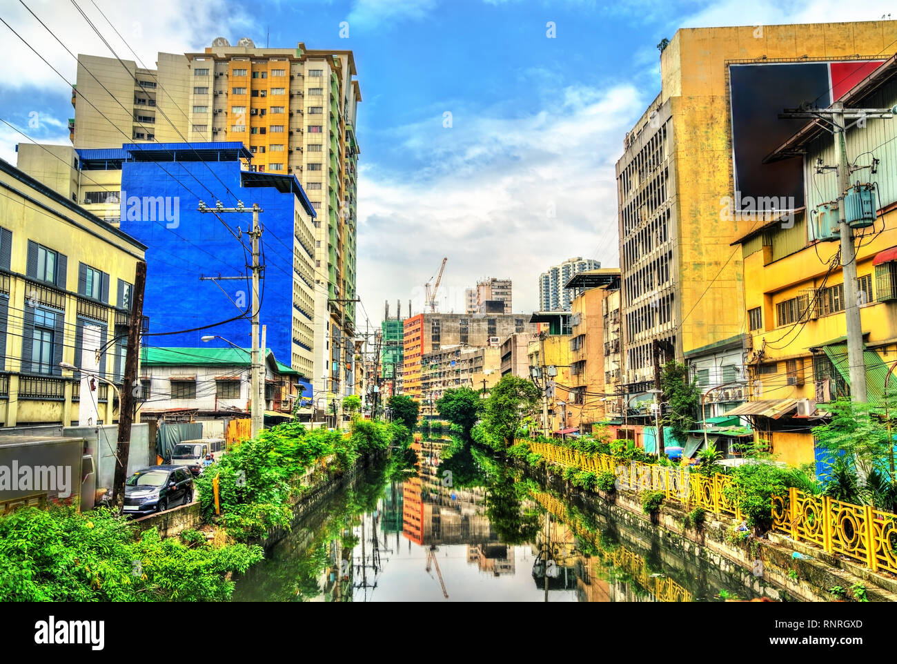 Die Estero de Binondo Fluss in Manila auf den Philippinen Stockfoto