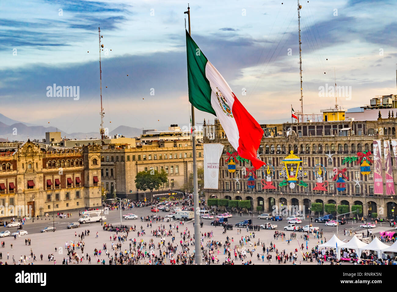 View Mexico City Flagge Background