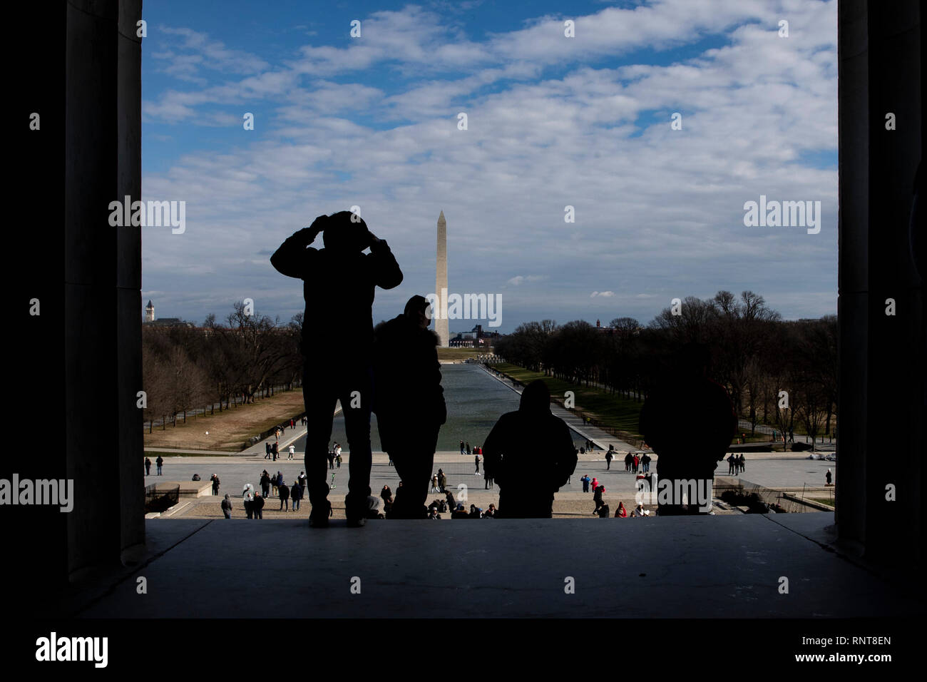 Touristen auf der National Mall in Washington, DC am 20. Januar 2019. Stockfoto