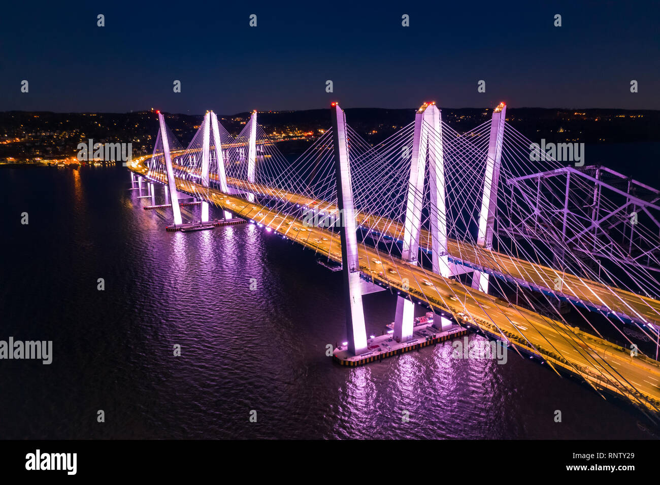 Luftbild der Neuen Tappan Zee Bridge Stockfoto