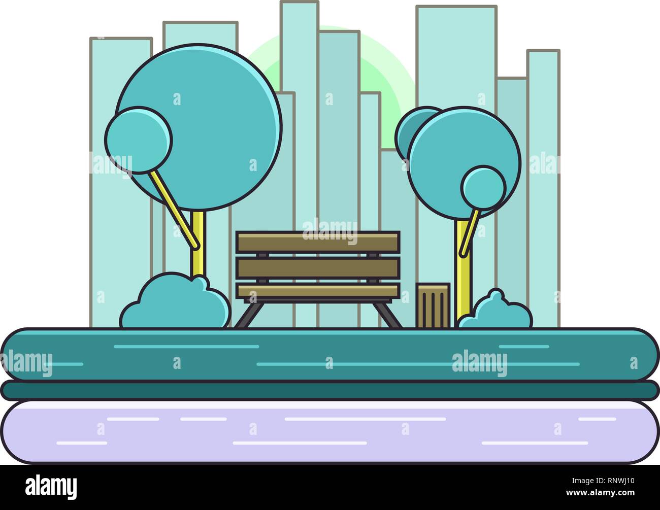 Park. Vektor Natur Landschaft. Leeren städtischen Garten. Stock Vektor