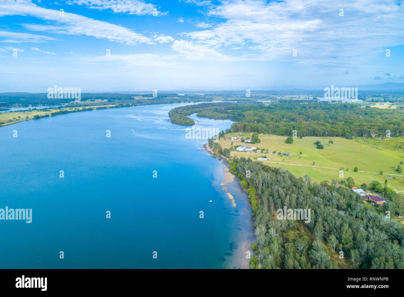 Manning River und die Landschaft - Luftbild Stockfoto