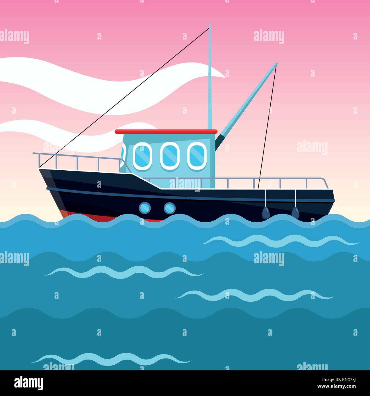 Fischerboot Cartoon Stock Vektor