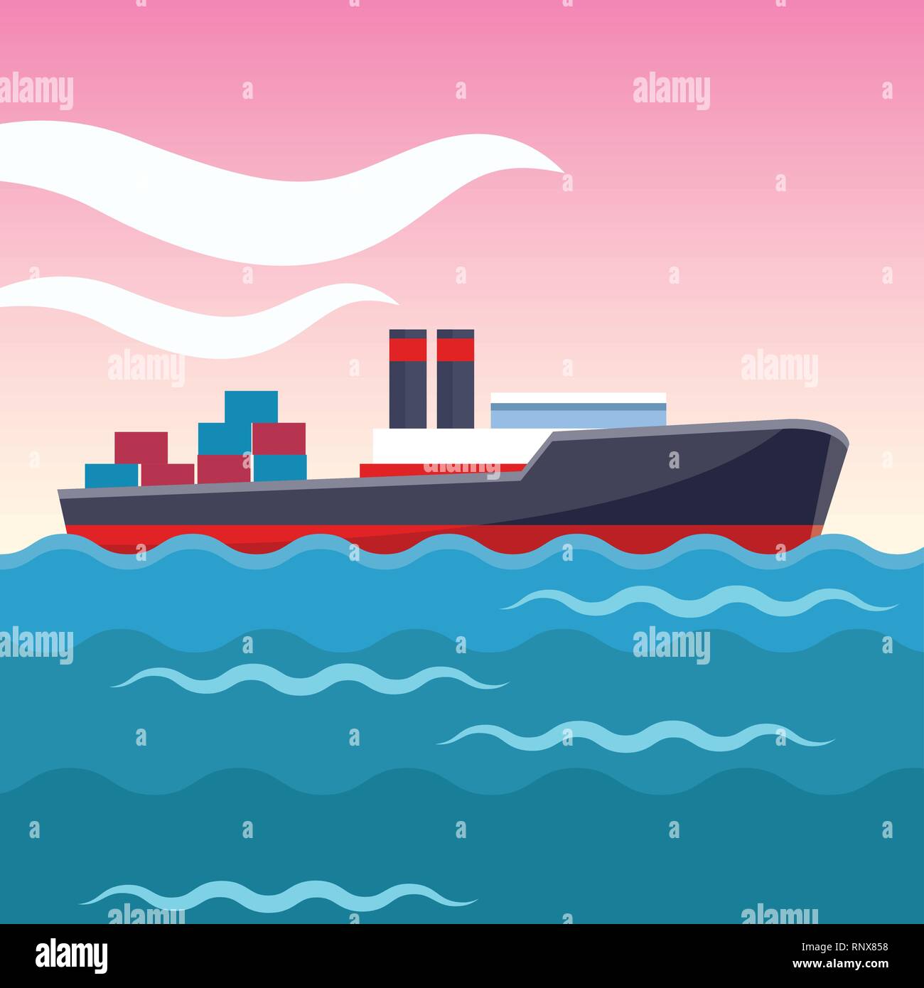 Frachtschiff Cartoon Stock Vektor