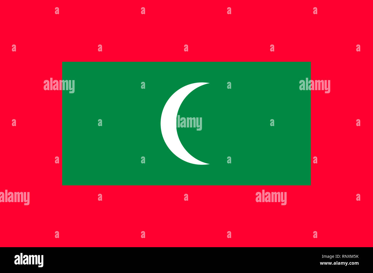 Flagge der Repblic der Malediven. Stockfoto