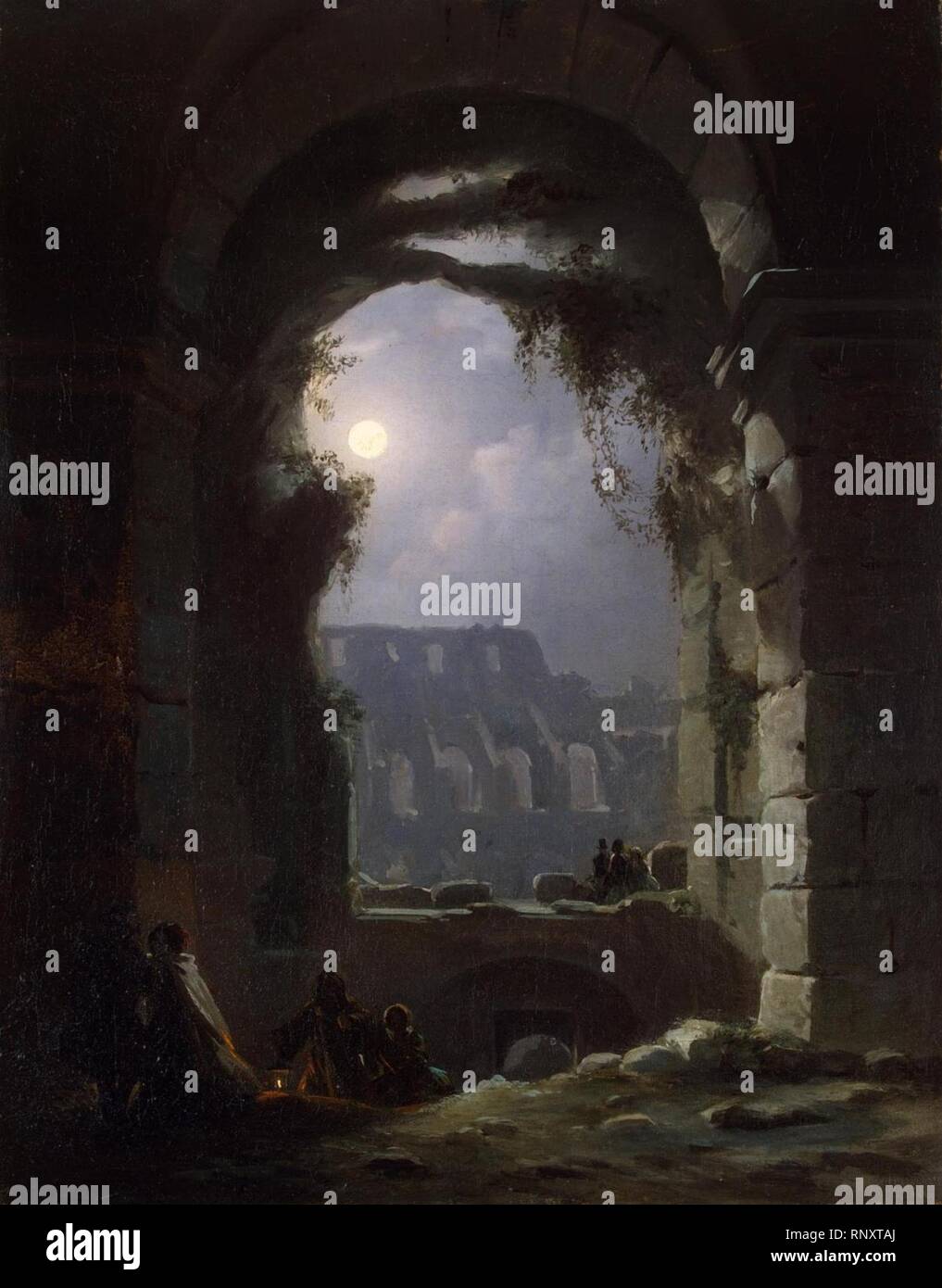 Franz Ludwig Catel - Das Kolosseum in einer Mondnacht (Eremitage). Stockfoto