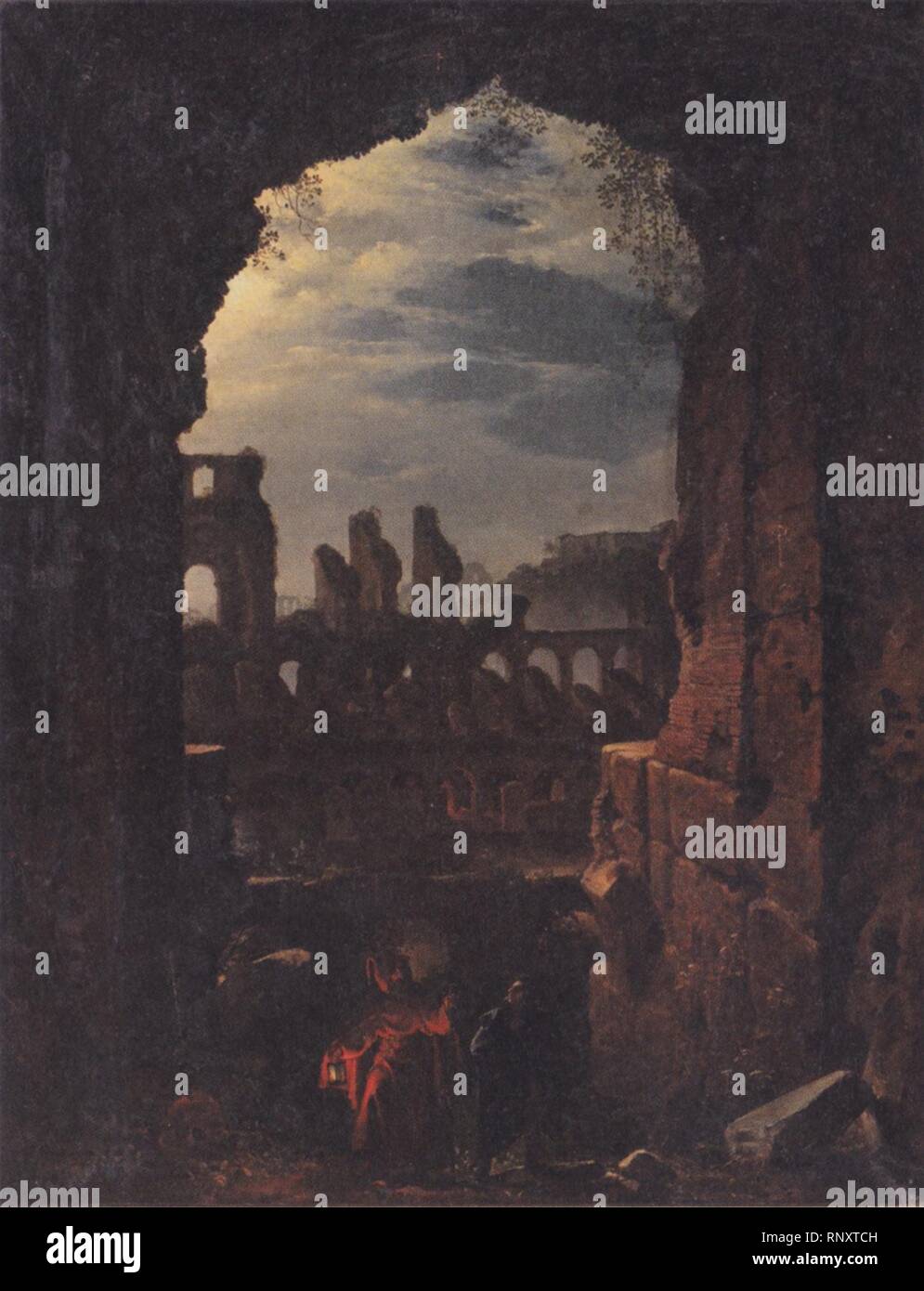 Franz Ludwig Catel-Parti af Colosseum ich måneskin. Stockfoto