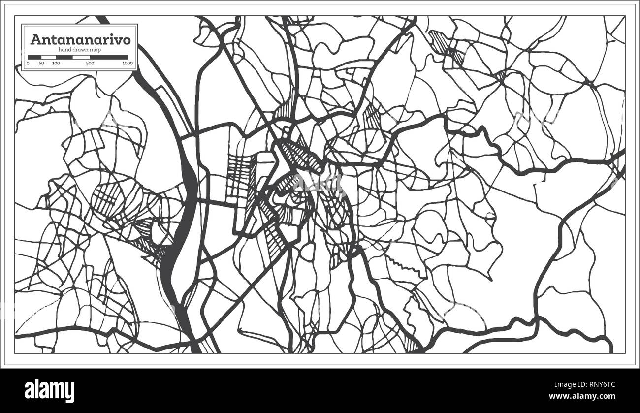 Antananarivo Madagaskar Stadtplan im Retro-stil. Übersichtskarte. Vector Illustration. Stock Vektor