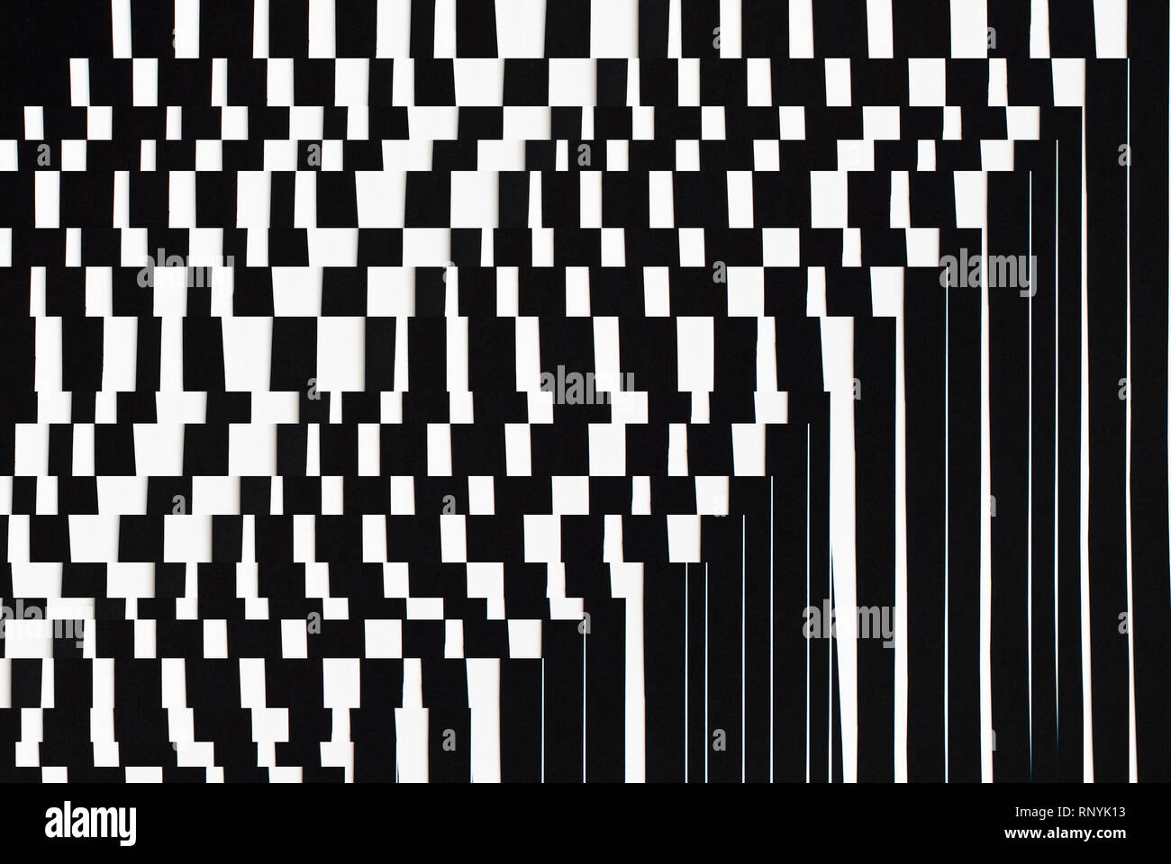 Schwarze und weiße Design - Streifen auf weißem Hintergrund Stockfoto