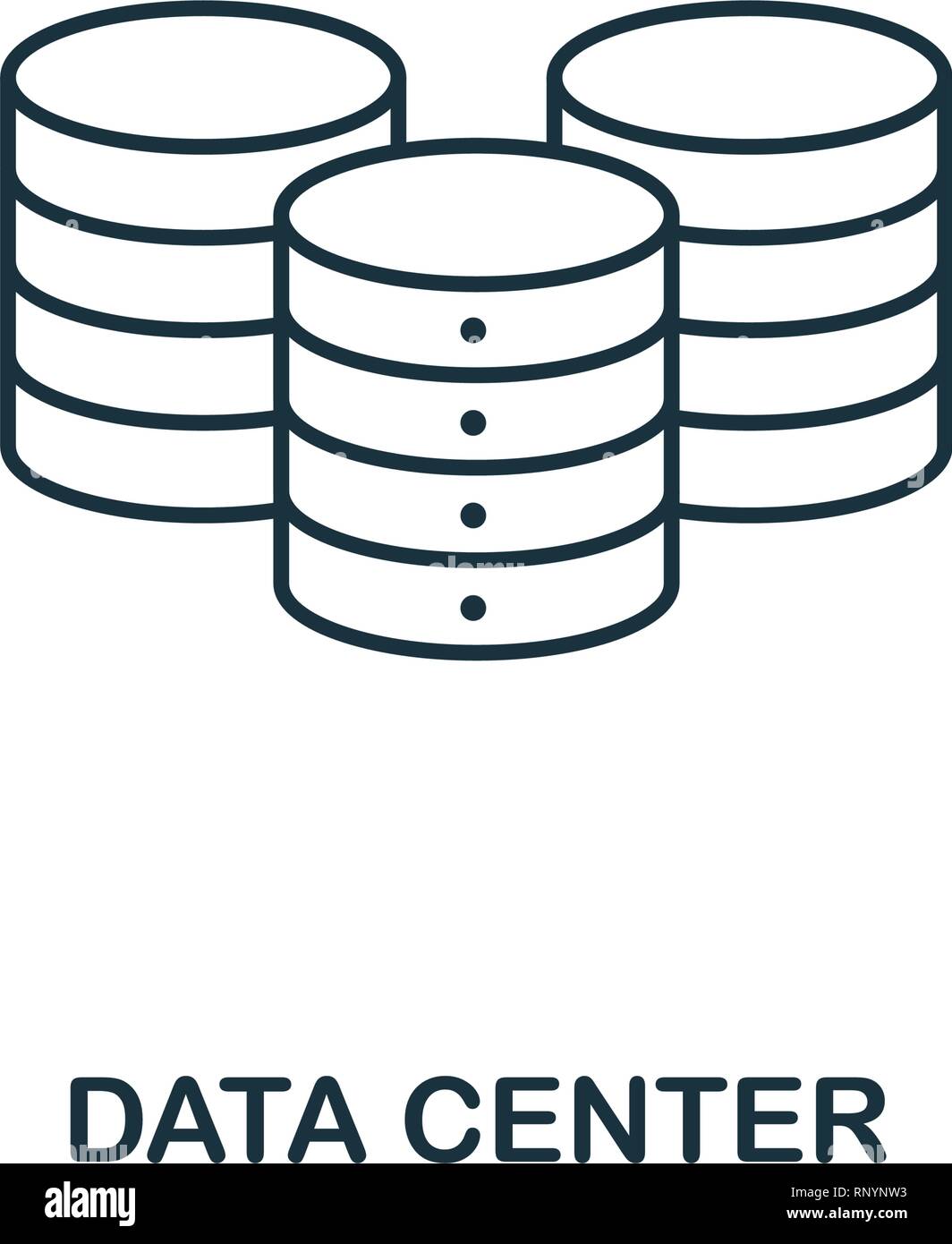 Data Center Übersicht Symbol. Thin Line Style von großen Daten icons Collection. Pixel Perfect einfaches Element Data Center Symbol für Web Design, Apps, Software Stock Vektor