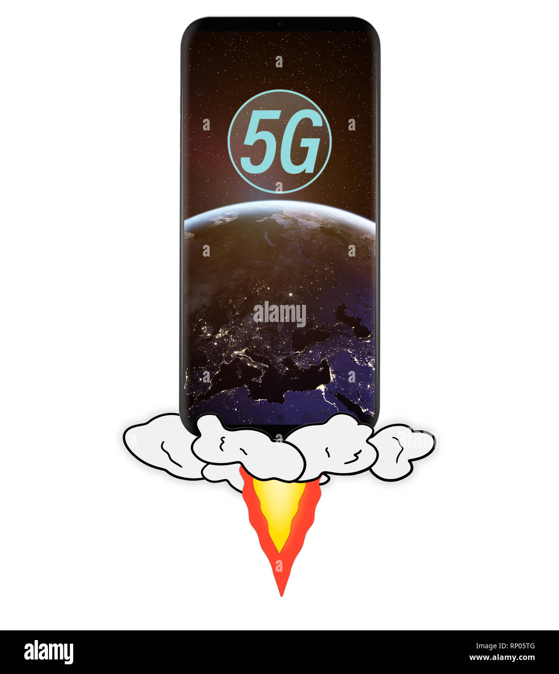 Hand, 5g-Smartphone Stockfoto