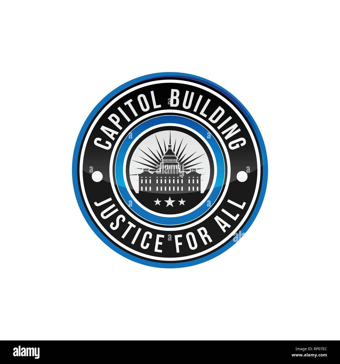 Capitol Building Logo. Kreis emblem Logo. Regierung Symbol. Premium Design. Vektor dünne Linie Symbol auf weißem Hintergrund Stock Vektor