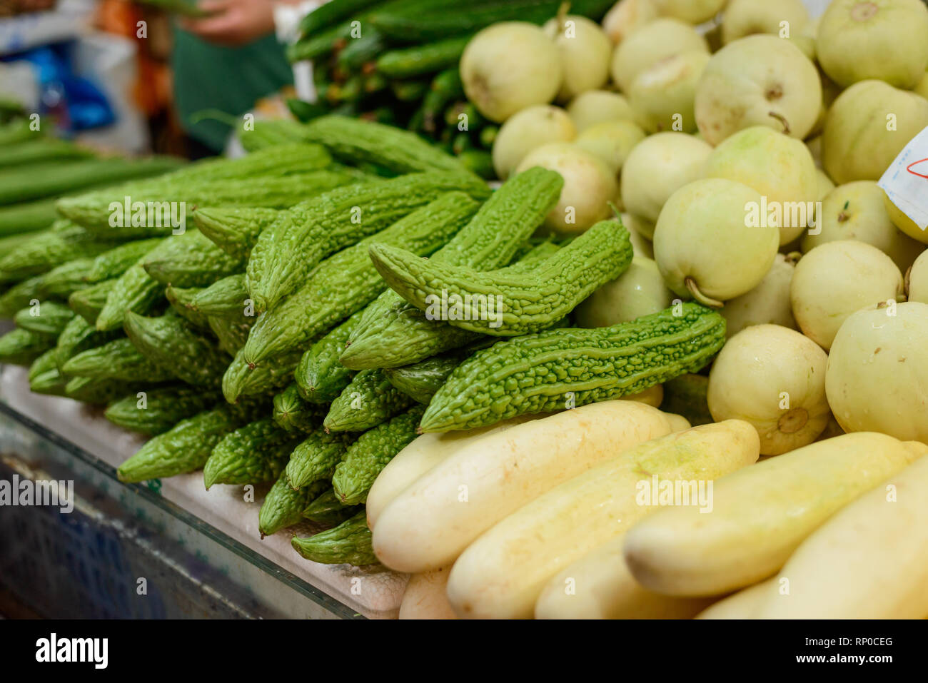 Bitter Melone und weißen Squash Stockfoto