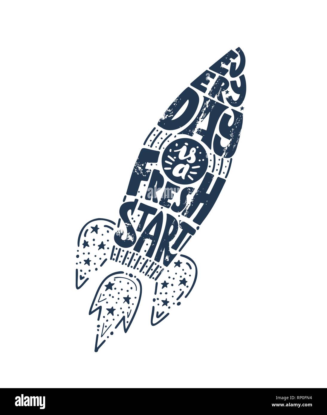 Jeder Tag ist ein Neuanfang. Inspiration zitat Poster oder T-Shirt Design. Vektor Typografie schrift Konzept auf den weißen Hintergrund. Stock Vektor