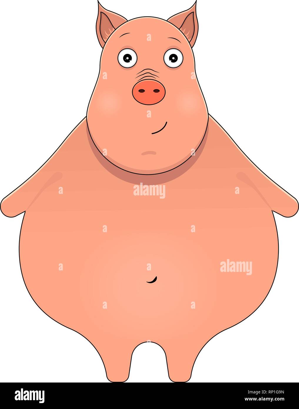 Kleines Schwein Suche serene im Comic-stil. Kawaii Tier. Stock Vektor