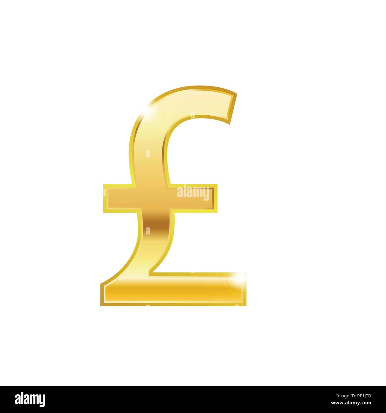 Golden Pfund Sterling Symbol isoliert web Vektor icon. Euro trendige 3D-Stil Vektor icon. Golden Pfund Sterling Währung Zeichen Stock Vektor