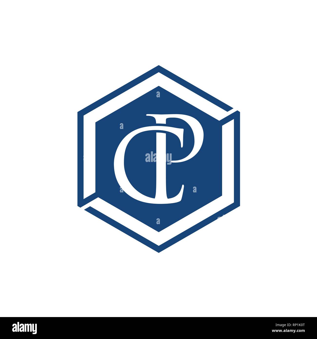 C und P schreiben Erste alphabet Logo Design Template Element. Abstrakte C und P schreiben Logo mit Sechskant Hintergrund Form Stock Vektor