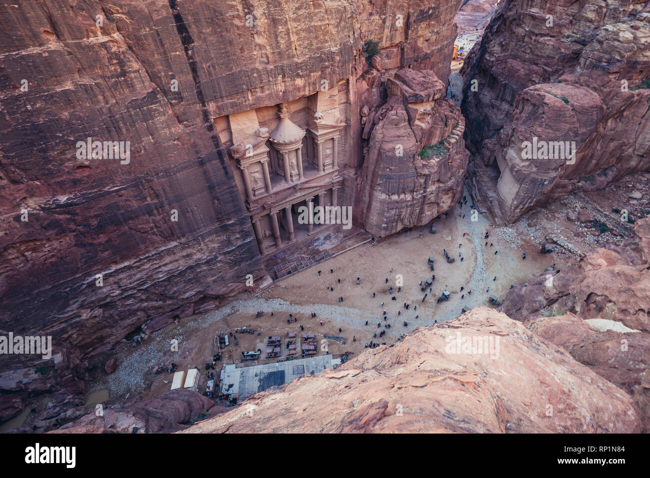 Al Khazneh Tempel - das Schatzamt in archäologischen Stadt Petra in Jordanien Stockfoto